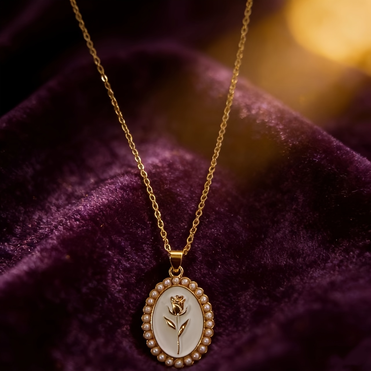 Women's Pearl Rose Drop Necklace